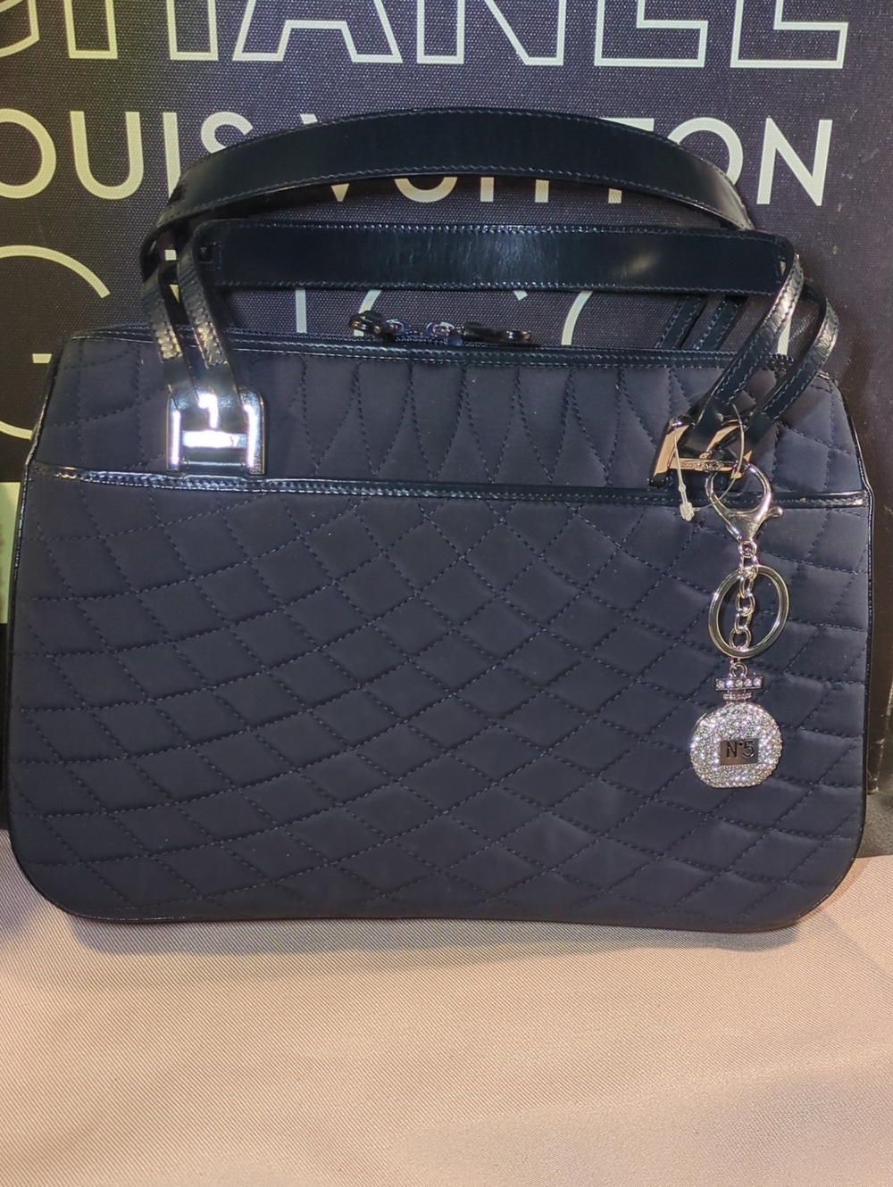 Vintage Bally Quilted Navy Quilted Nylon& Leather Satchel Should Mrroö Be